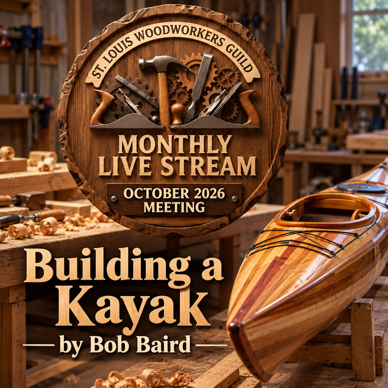 Woodworkers Guild Kayak Livestream Poster featuring Bob Baird